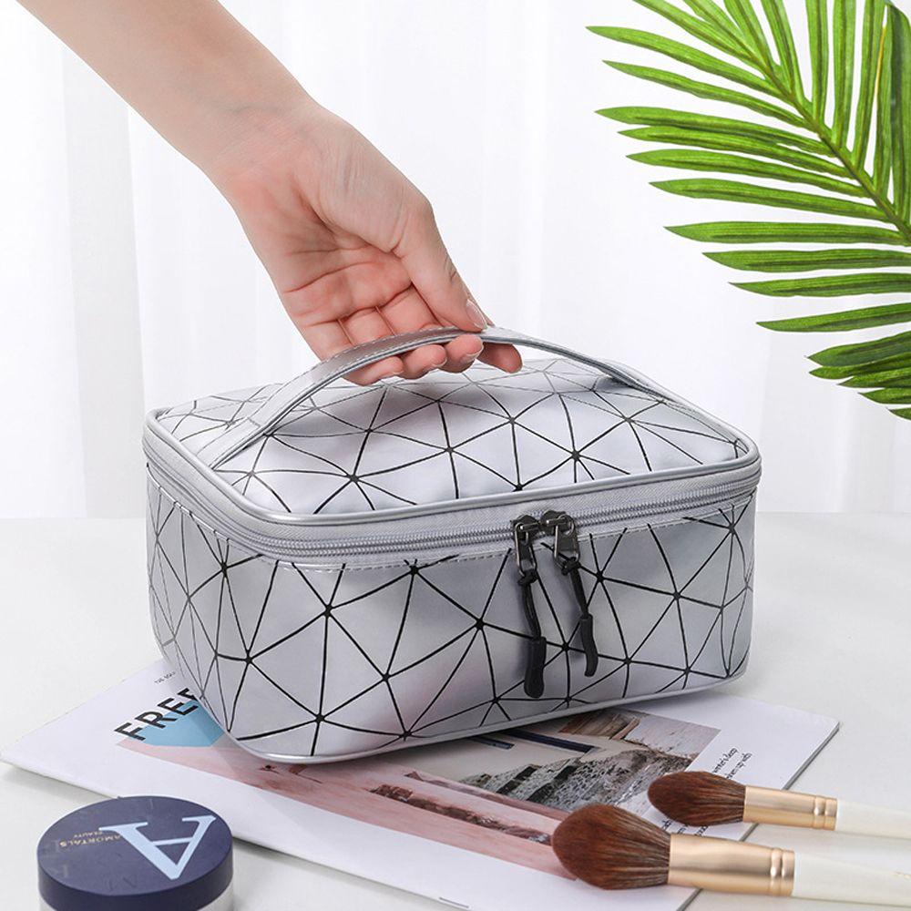 Túi Đựng Mỹ Phẩm BACK2LIFE Bằng Nylon Chống Thấm Nước Họa Tiết Kẻ Sọc Đơn Giản Sáng Tạo