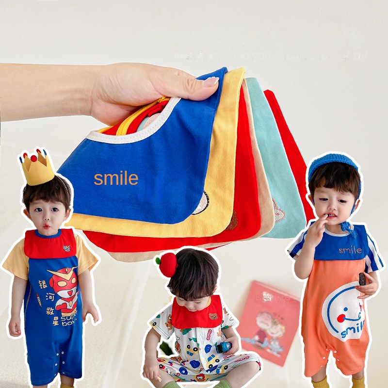 Bộ Áo Liền Quần Tay Ngắn Bằng Vải Cotton Hữu Cơ Dễ Thương Dành Cho Bé Trai Gái Sơ Sinh 0-24 Tháng Tuổi