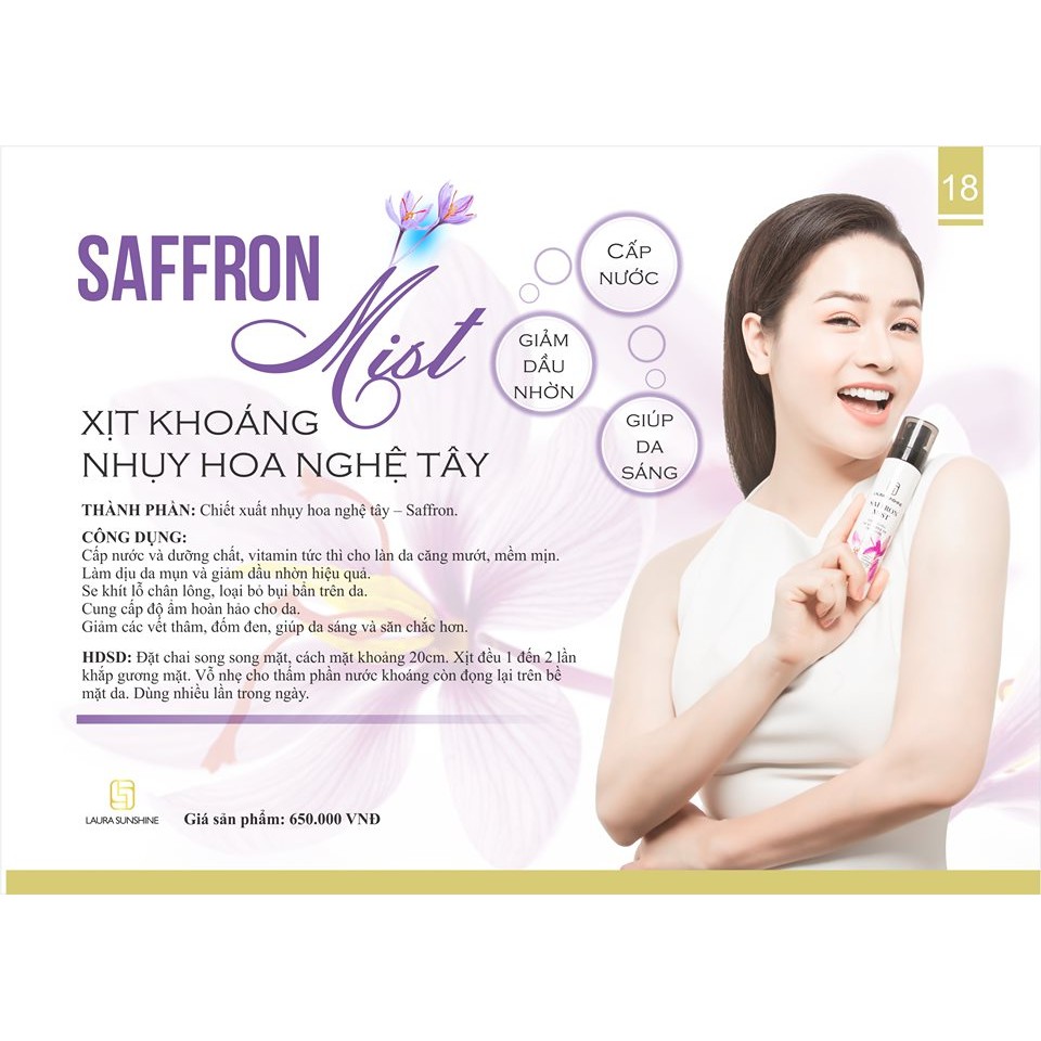 XỊT KHOÁNG NHỤY HOA NGHỆ TÂY - LAURA SUNSHINE SAFFRON MIST Nhật Kim Anh