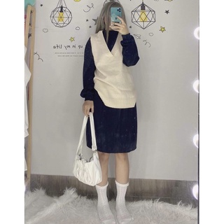 Váy len tay bồng dáng suông thu đông