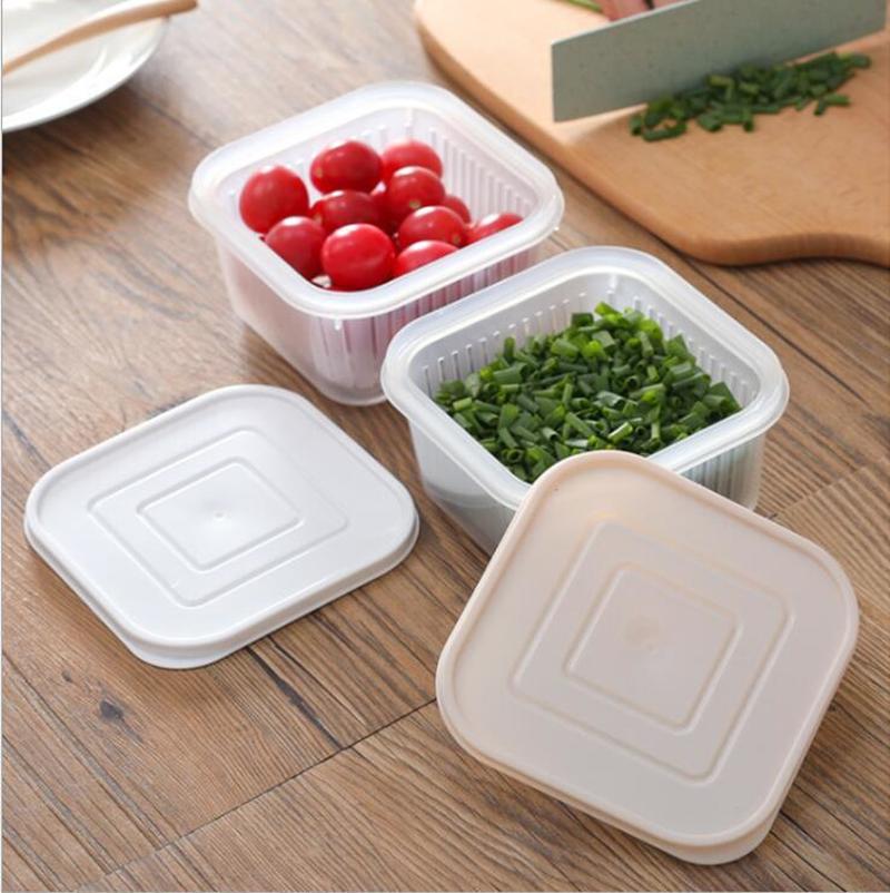 Hộp bảo quản thực phẩm để tủ lạnh có lỗ thoát nước tiện dụng