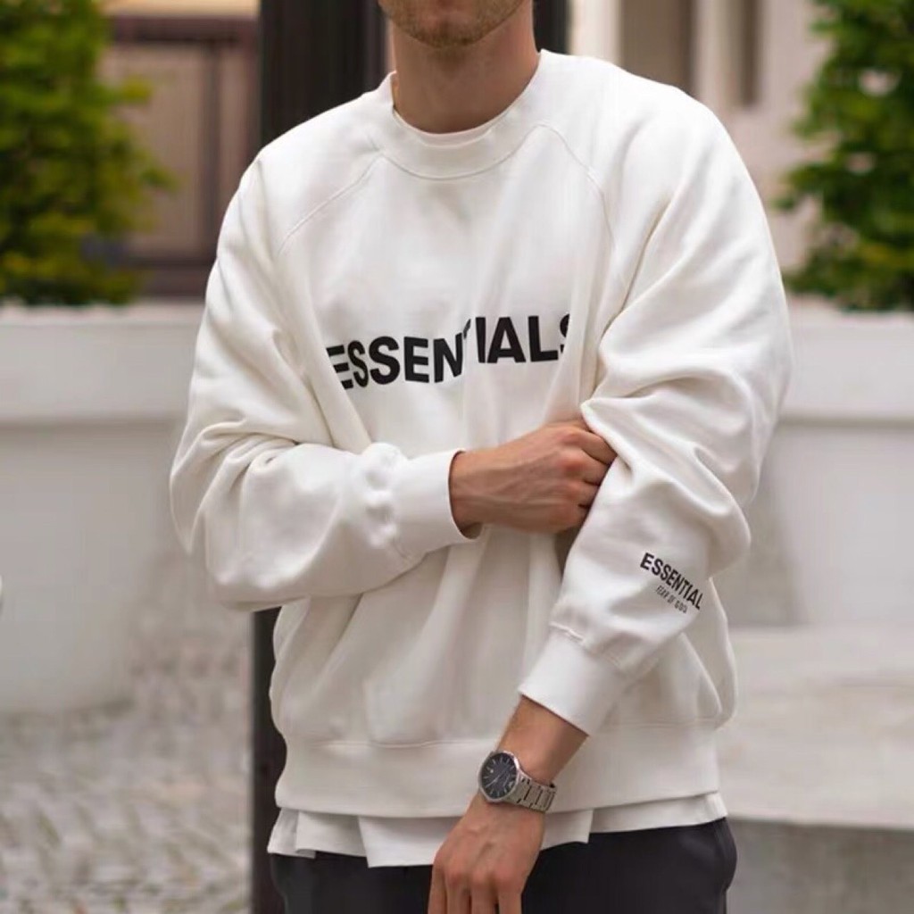 Áo thun dài tay nỉ da cá Sweater Essentials in nổi hàng cao cấp UNISEX FREESIZE | BigBuy360 - bigbuy360.vn