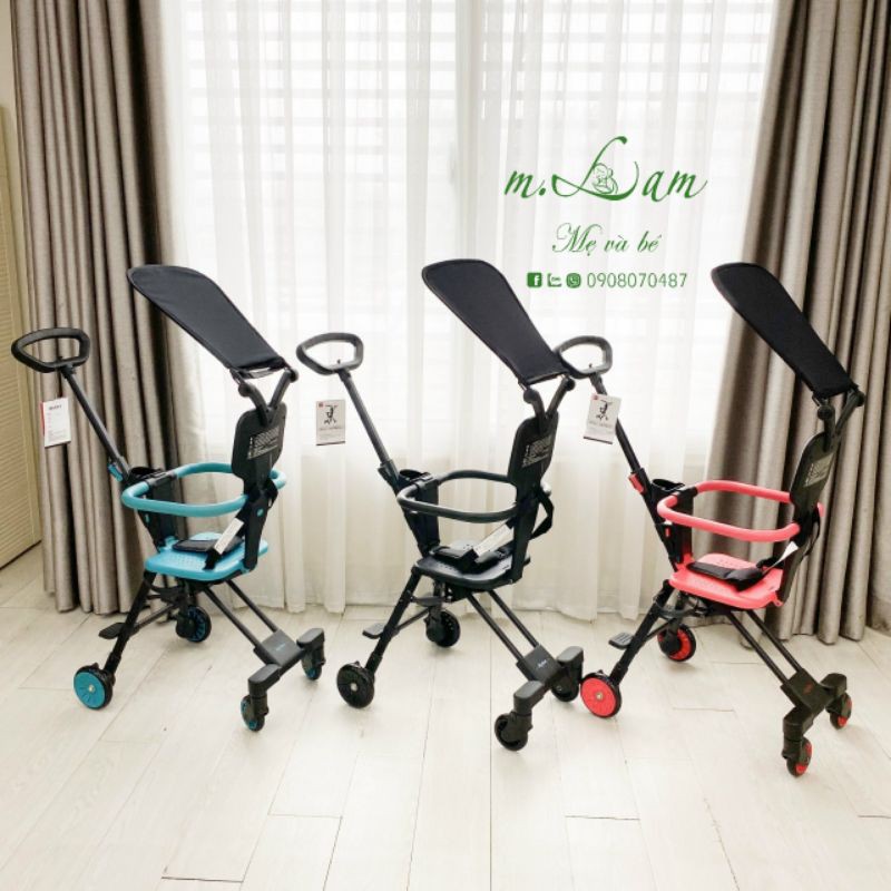 Xe đẩy du lịch gấp gọn Kinlee có đệm lót và mái che