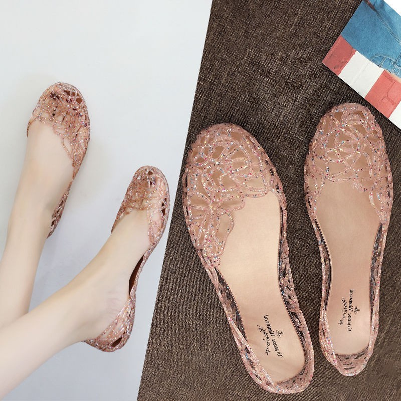 Giày đi mưa, giày nhựa dẻo đan lưới nhũ lấp lánh nhiều màu | BigBuy360 - bigbuy360.vn