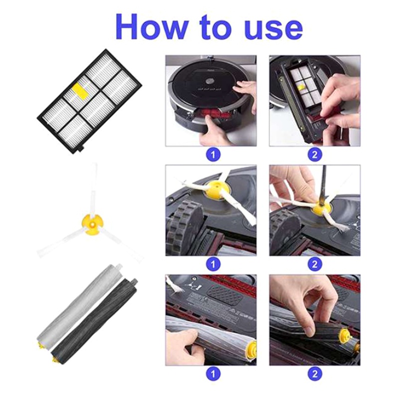 Bộ 15 Phụ Kiện Thay Thế Cho Robot Hút Bụi iRobot Roomba 8 9 Serie 800 860 865 866 870 871 880 885 886 890 900 974 966 980