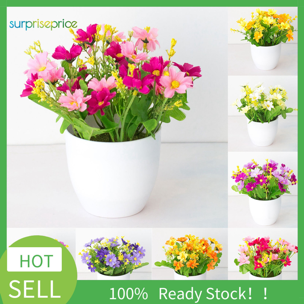 Chậu hoa giả nhiều màu sắc trang trí văn phòng/tiệc tiện dụng