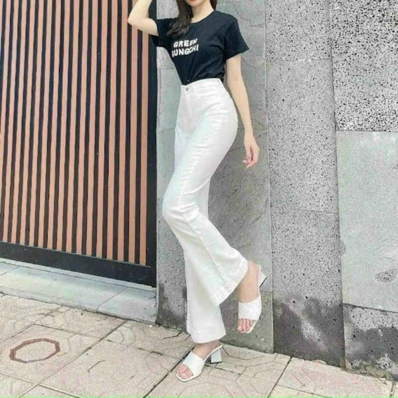 Quần Loe Trắng Dài 97 Máy Gấu