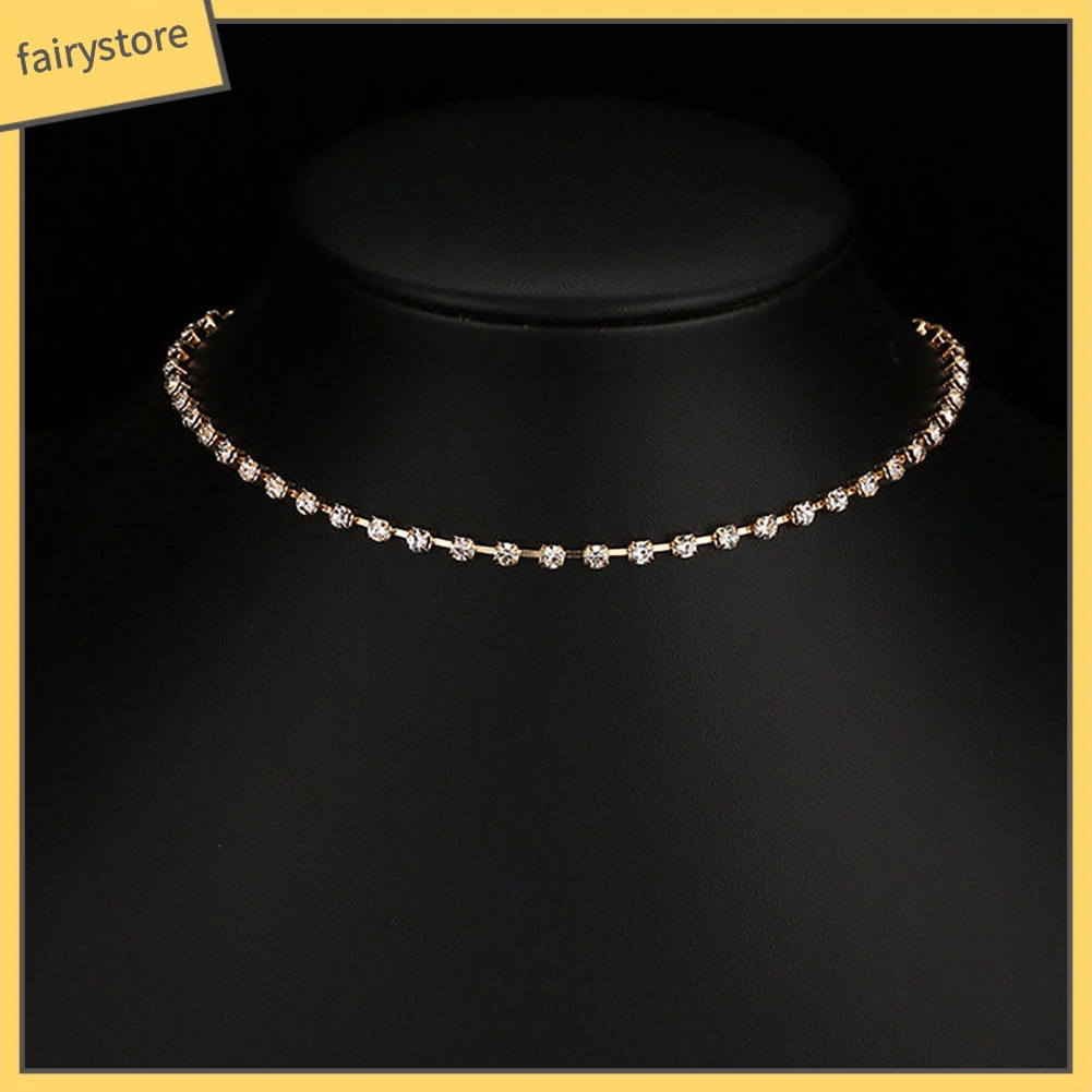 Vòng cổ choker đính trang trí kim cương giả phong cách thời trang dành cho nữ