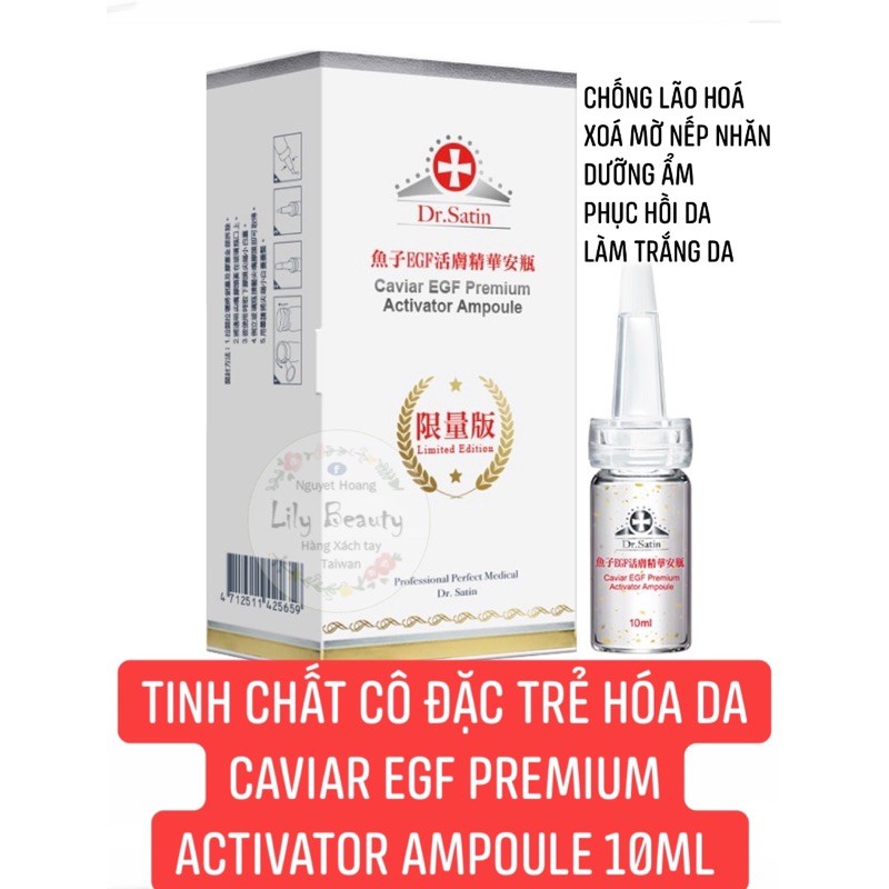 Tinh chất cô đặc trẻ hoá và phục hồi Dr.Satin Caviar EGF Premium Activator Ampoule 10ml