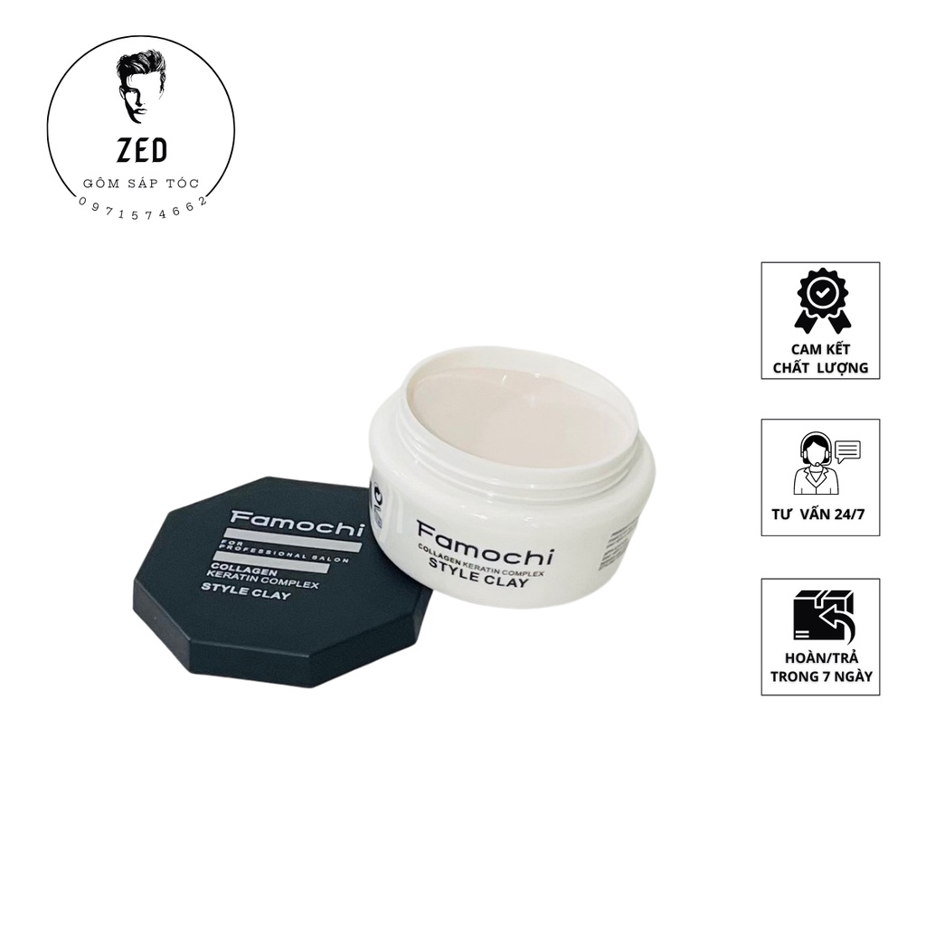 Sáp Vuốt Tóc FAMOCHI CLAY WAX 100gr Tạo Kiểu, Giữ Nếp Cho Tóc. HÀNG CHÍNH HÃNG