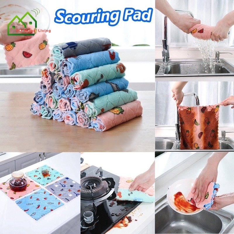 Miếng Rửa Chén Bát Hai Mặt In Hình Hoạt Hình Dễ Thương