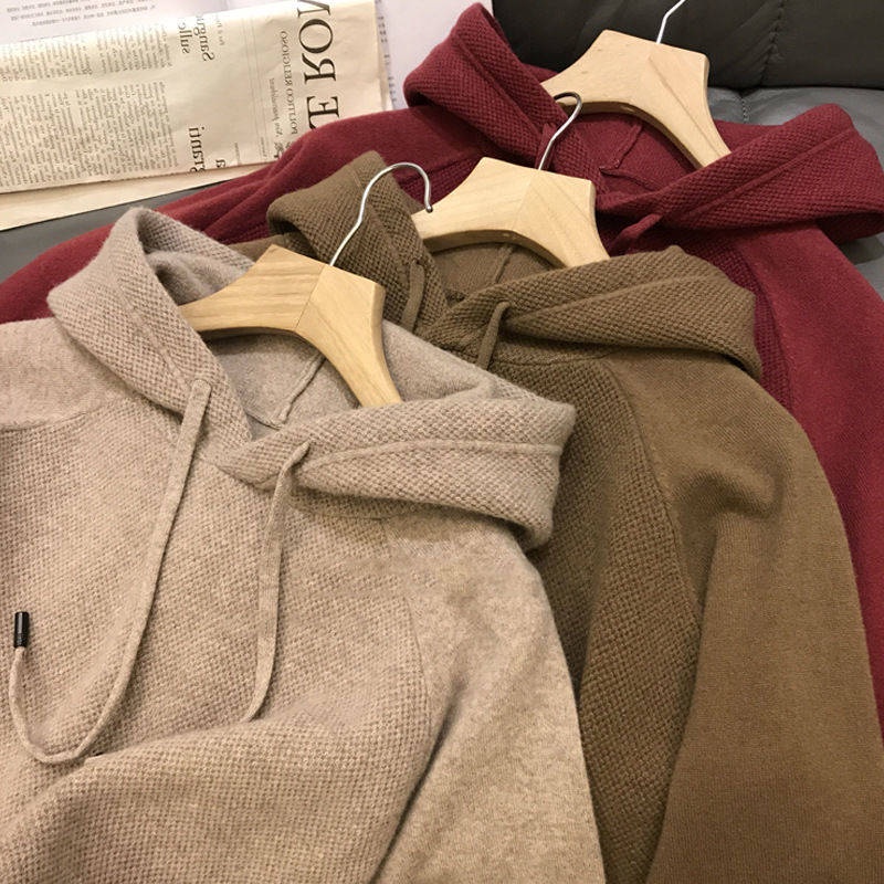 Áo Hoodie Dệt Kim Dày Dáng Rộng Thời Trang Thu Đông Mới Cho Nam