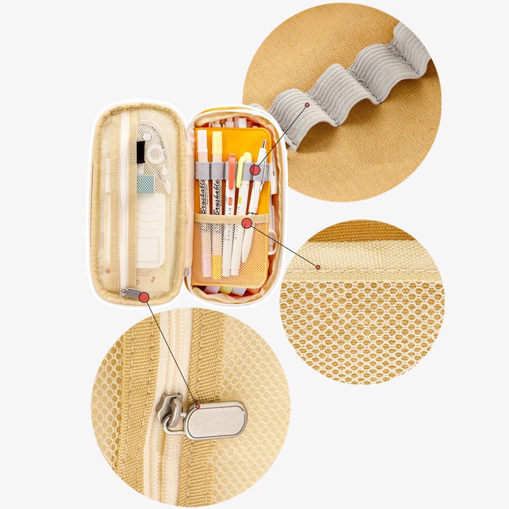 Túi Vải Canvas Đựng Bút / Mỹ Phẩm Sức Chứa Lớn Tiện Dụng Cho Học Sinh Giá Đỡ