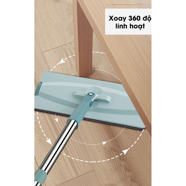 Cây lau nhà thay thế cho bộ lau nhà thông minh tự vắt 2 ngăn bàn lau 33x12cm cán dài 1,2m