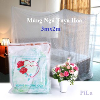 { Đặc Biệt} Mùng Ngủ Tuyn Thái In Hoa Dệt Lưới Nhỏ Kích Thước Lớn 3M,4M