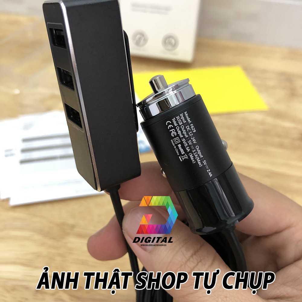 Tẩu Sạc Đa Năng Xe Hơi 4 Cổng USB Dùng Cho Cả Ghế Trước &amp; Sau Chính Hãng Baseus