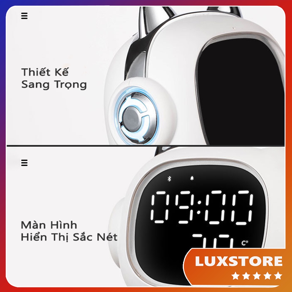 ĐỒNG HỒ BÁO THỨC, ĐỒNG HỒ ĐỂ BÀN MÈO ÂM NHẠC KIÊM LOA BLUETOOTH – LUXSTORE