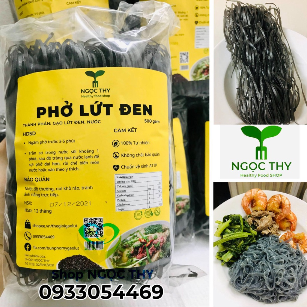 [NT Food] Phở khô gạo lứt ĐEN ăn eatclean giảm cân gói 500gr siêu to