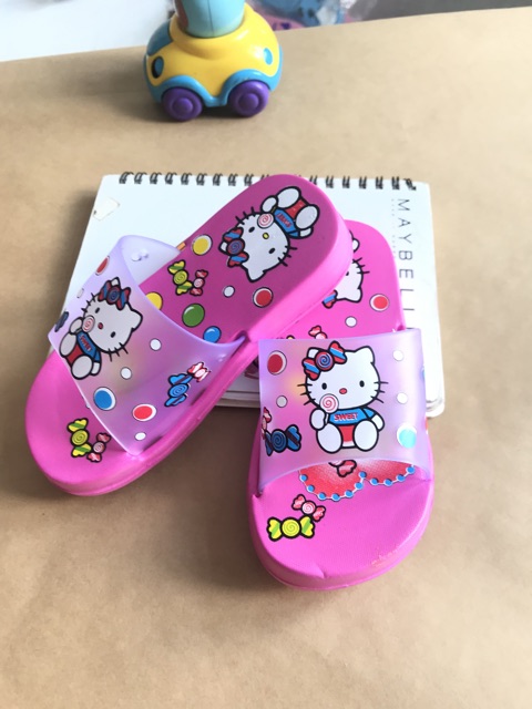 Dép xốp quai trong in hình mèo kitty và viên kẹo ngọt ngào cho bé gái size 24-size 29 (5 màu)