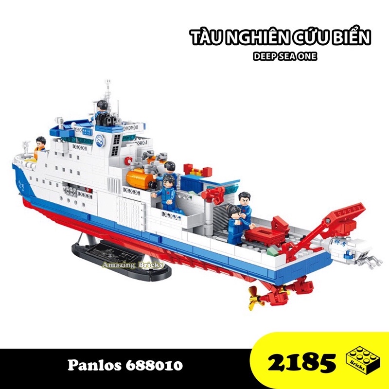 Bộ xếp hình - Panlos 688010 Lắp ráp mô hình tàu thủy nghiên cứu trên biển Deep sea one 2185 mảnh