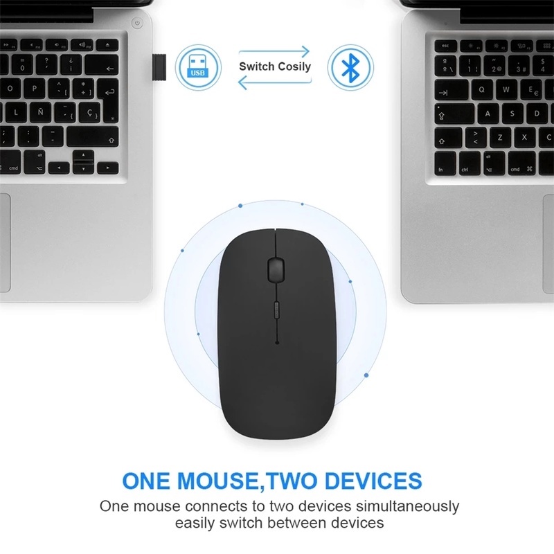 Chuột không dây kết nối bluetooth không ồn sạc lại được tiện lợi dành cho máy tính xách tay máy tính bàn