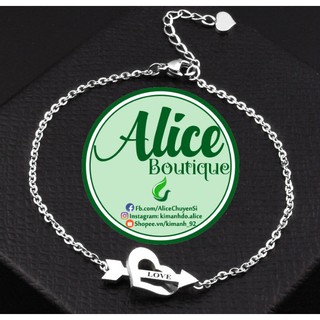 Lắc tay inox thời trang nữ trái tim và mũi tên tình yêu