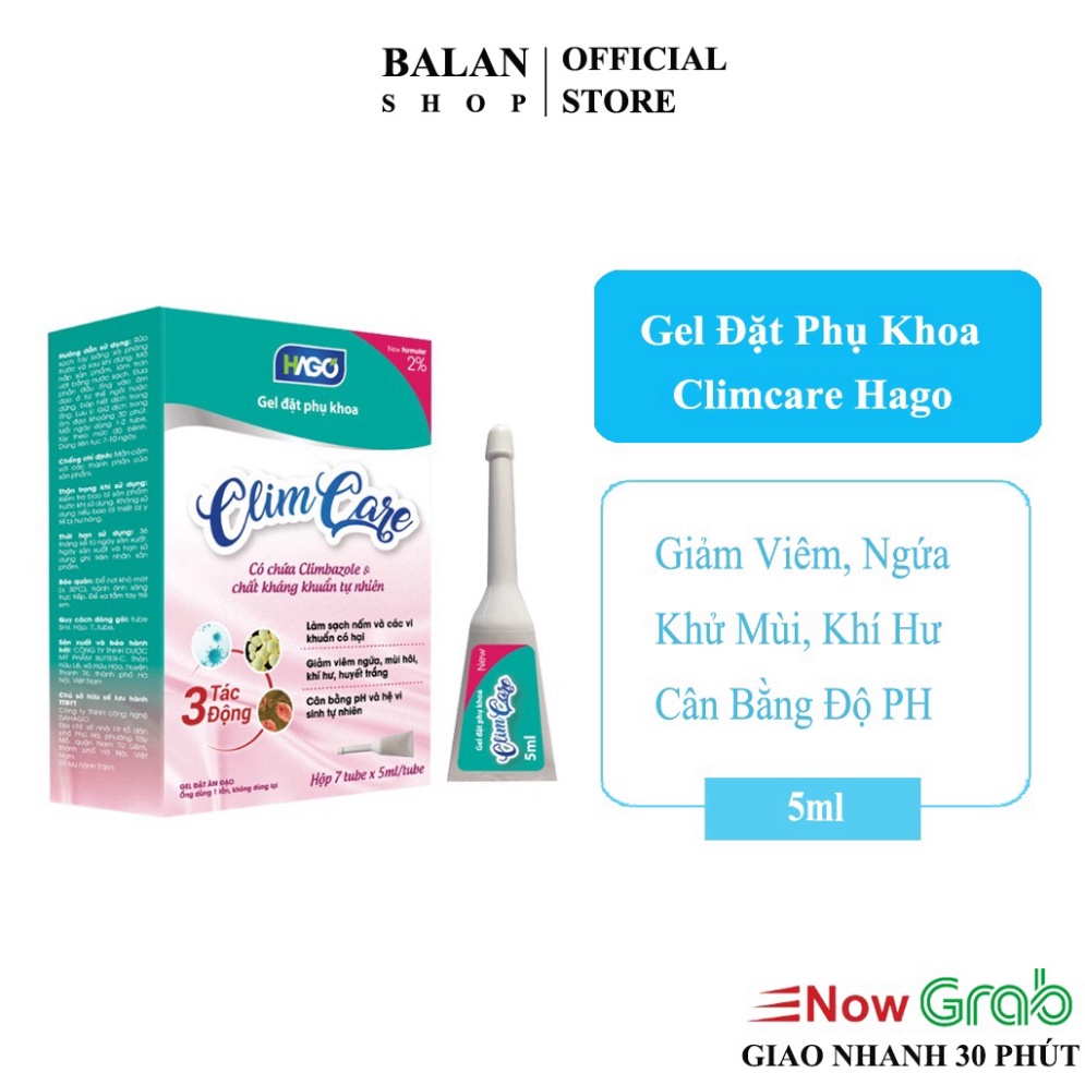 [CHÍNH HÃNG] GEL ĐẶT PHỤ KHOA CLIM CARE - KHÁNG KHUẨN TỰ NHIÊN GIẢM NGỨA, KHÍ HƯ, HUYẾT TRẮNG DÙNG ĐƯỢC CHO CẢ MẸ BẦU