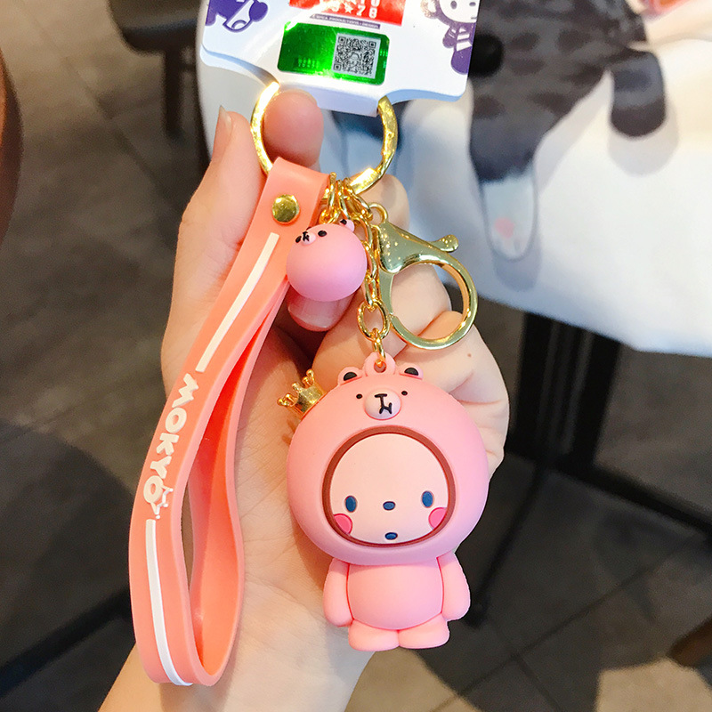 Móc Khóa Đôi Tạo Hình Chú Khỉ Dễ Thương Phim hoạt hình được ủy quyền chính hãng Epoxy Crown Monkey Keychain Nữ Búp bê Sáng tạo Cặp đôi Keychain Túi Mặt dây chuyền Bán buôn