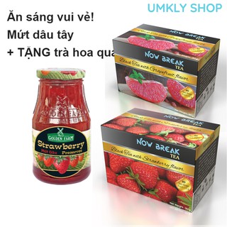 Mứt dâu tây 210g Golden Farm + 10 túi trà Now Break Tea kèm theo (5 x trà Bưởi và 5 x trà Dâu Tây) / Bonne Maman, Jam