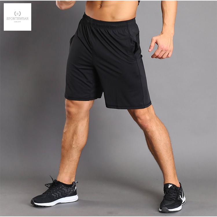 Quần gym thể thao nam short trơn Lie Xing Sportswear Concept thoải mái khô thoáng và thời trang nam tính