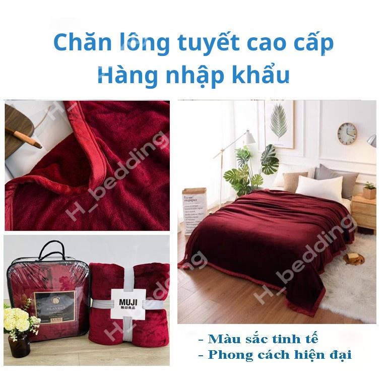 Chăn lông tuyết Muji(blanket) Cao cấp-Chăn lông thỏ nhập khẩu loại 1 siêu mềm mịn_co giãn 4 chiều kích thước 2mx2m3