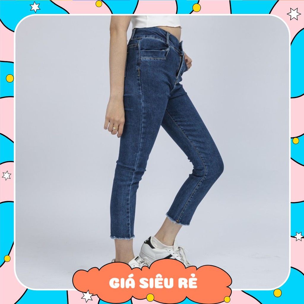 Quần Jean Nữ Co Dãn Cạp Cao 2 Nút Co Giãn Thời Trang Cao Cấp Giãn QR06. InsideShop.06