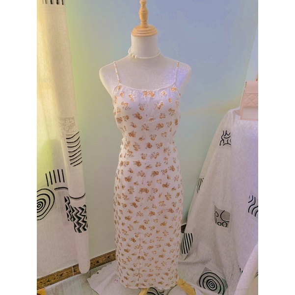 Đầm ngủ voan Hàn hoạ tiết hoa nhí Vintage