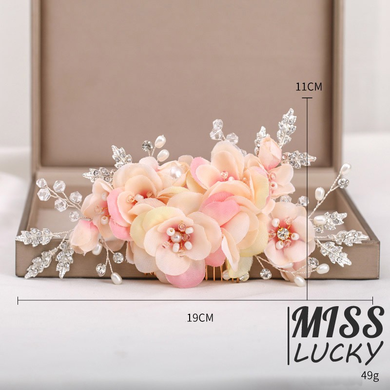 Lược cài tóc hình hoa đính đá thanh lịch cho cô dâu