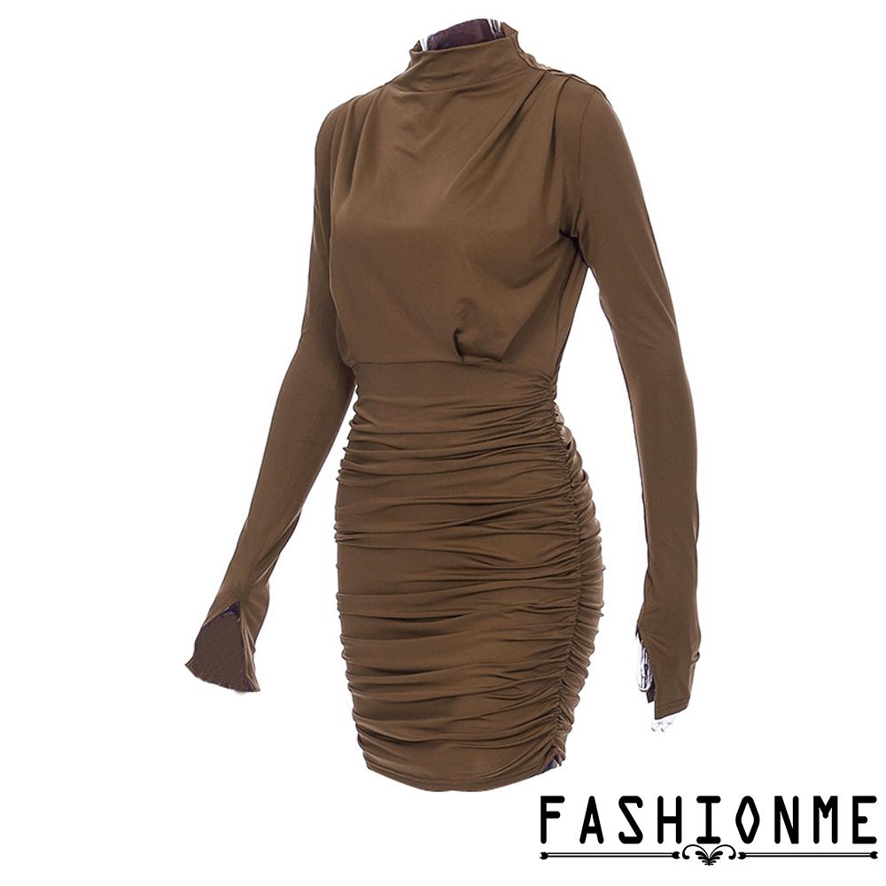 Đầm Tay Dài Cổ Lọ Thiết Kế Màu Trơn Thanh Lịch | BigBuy360 - bigbuy360.vn