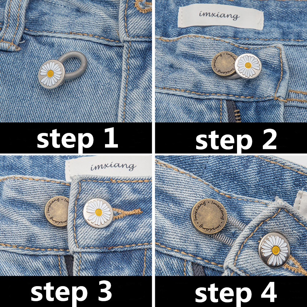 Nút quần jean đàn hồi không cần đinh gắn tiện lợi