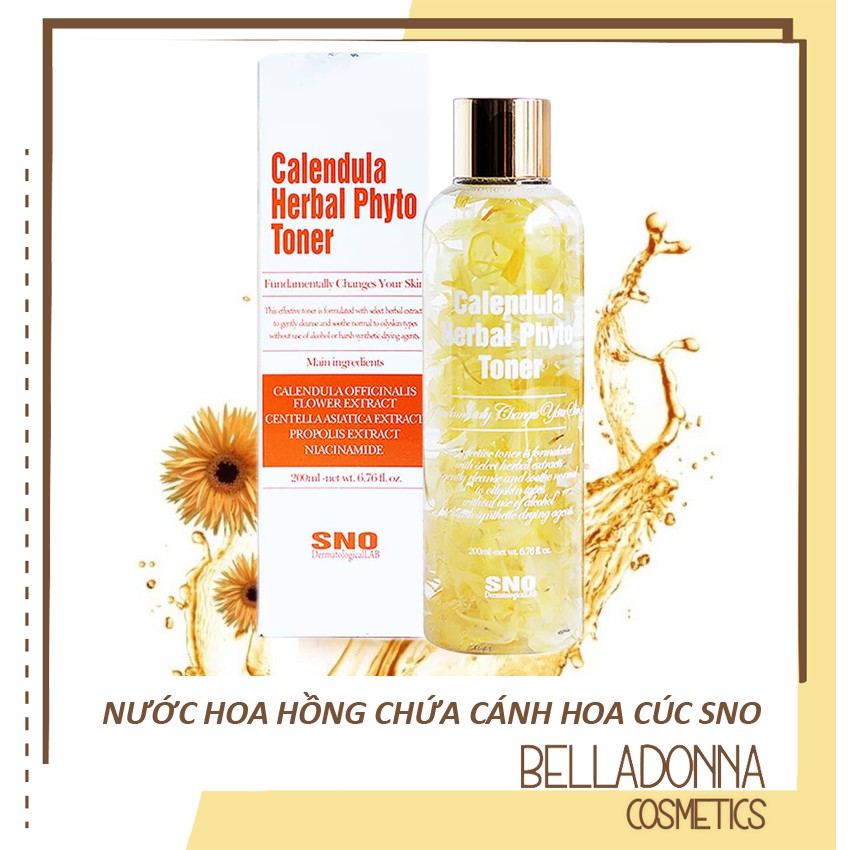 [CHUẨN AUTH] Nước Hoa Hồng Chứa Cánh Hoa Cúc SNO Calendula Herbal Phyto toner 200ml