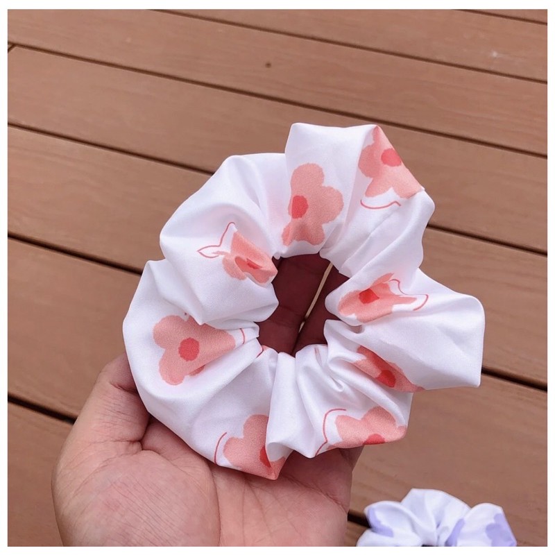 [RẺ VÔ ĐỊCH] Cột tóc scrunchies hoa đào pastel