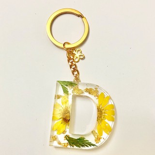 Móc Khoá Resin Chữ Cái Hoa Cúc Handmade DIY
