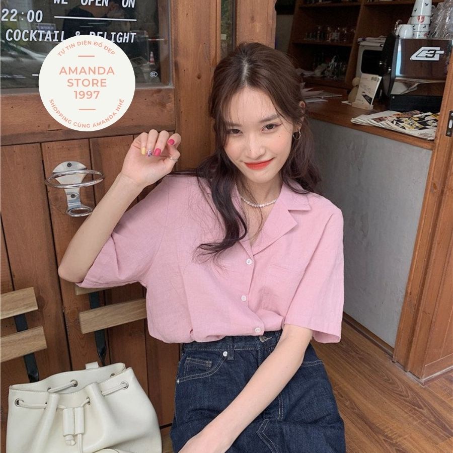 Áo sơ mi cổ vest nhiều màu chất đũi thoáng mát thấm hút mồ hôi tốt. Sơ mi nữ cộc tay nhiều màu sang chảnh