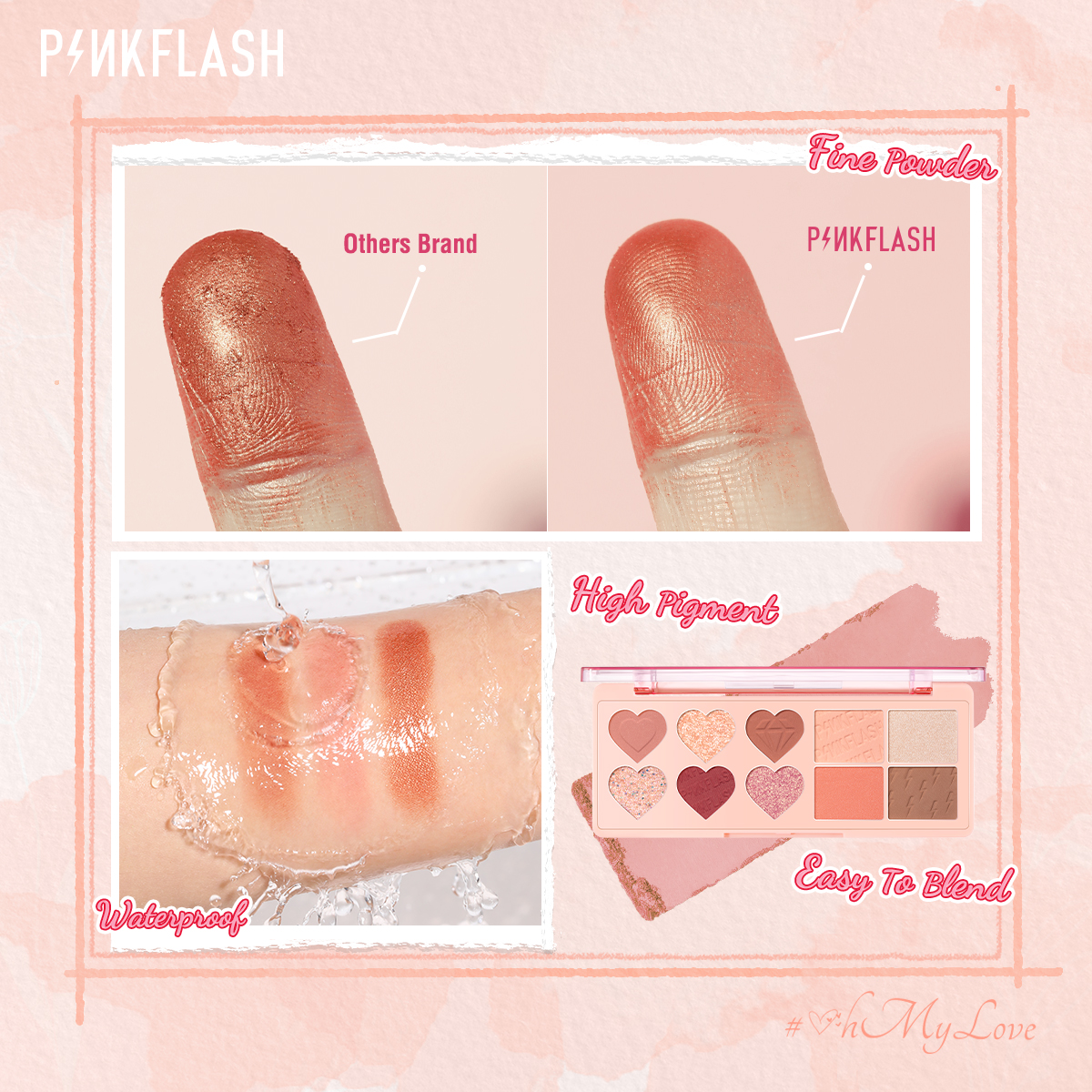 [Hàng mới về] Bảng Phấn Trang Điểm Pinkflash Ohmylove 4 Trong 1 Gồm Phấn Mắt/ Phấn Má Hồng/ Phấn Bắt Sáng/ Phấn Tạo Khối