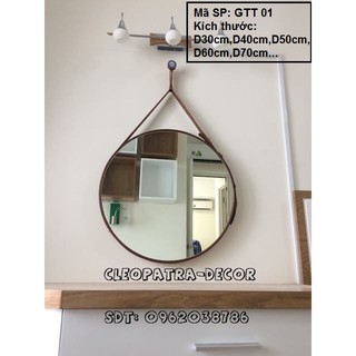 Gương tròn viền da