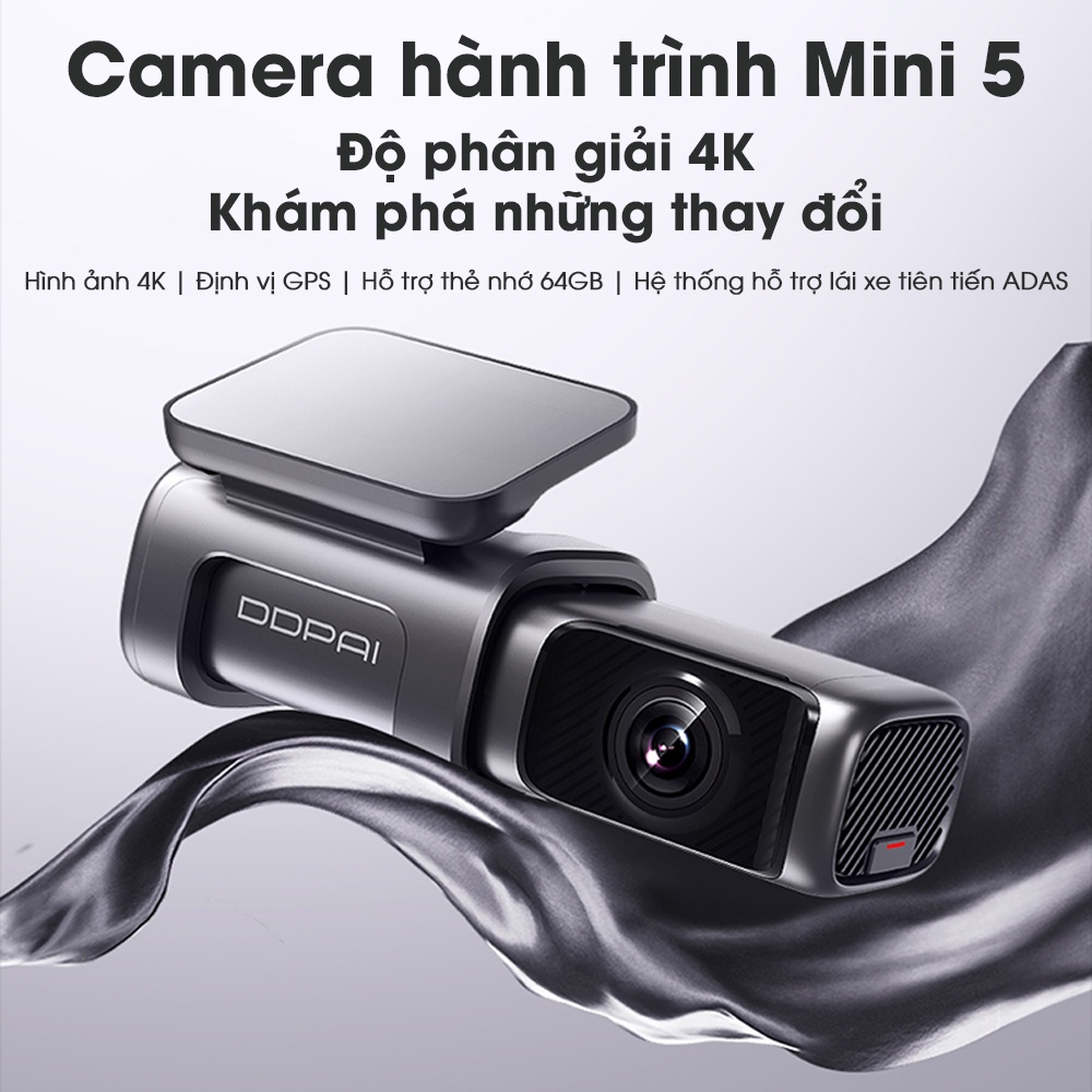 Camera hành trình DDPai Mini 5 / Độ phân giải 4K 2160P / Tích hợp GPS / Bộ nhớ eMMC 64Gb / Wifi 5G / Chế độ đỗ xe 24h | WebRaoVat - webraovat.net.vn