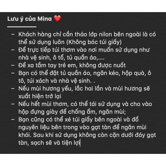 Túi thơm hương hoa [ Mẫu mới ] treo tủ quân áo , treo ô tô , treo nhà vệ sinh khử mùi ẩm mốc , thẻ thơm Mina