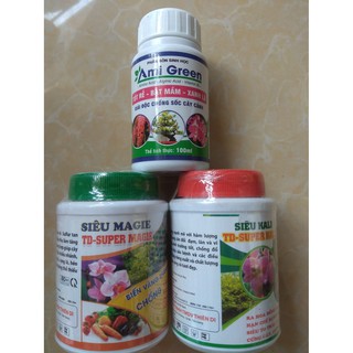 Bộ sản phẩm dưỡng cây chăm sóc hoa lan ( Ami green+super Kali+super Magie ) - 100gram/chai
