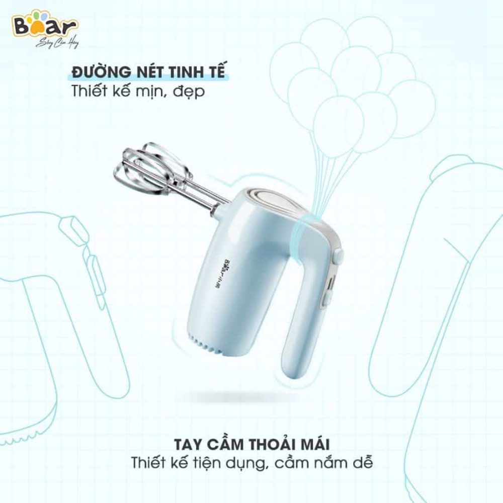 Máy đánh trứng Mini cầm tay Bear DDQ-B02P5 - Thiết kế cầm tay nhỏ gọn - 5 chế độ đánh - Bảo Hành 12 Tháng