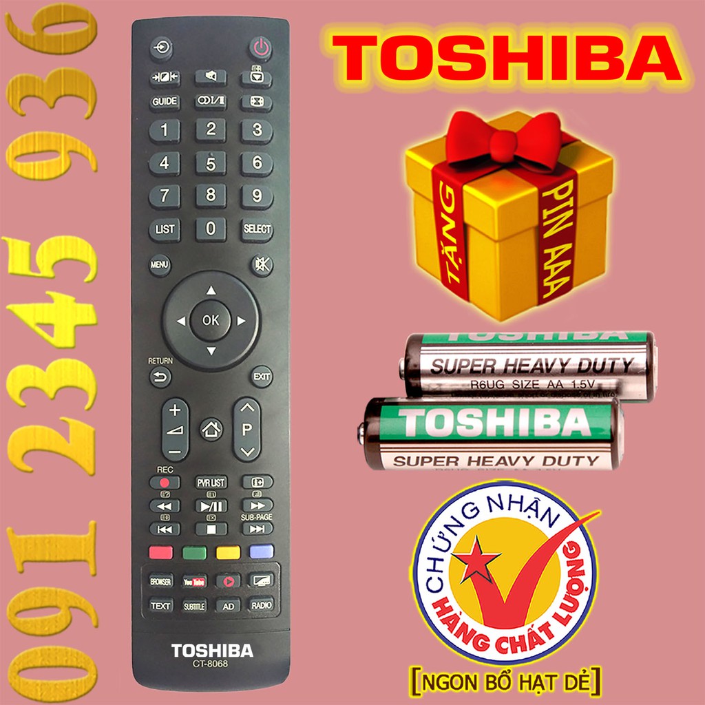 Điều khiển TOSHIBA mã số CT-8068 cho Tivi Smart. (Mẫu số 3)