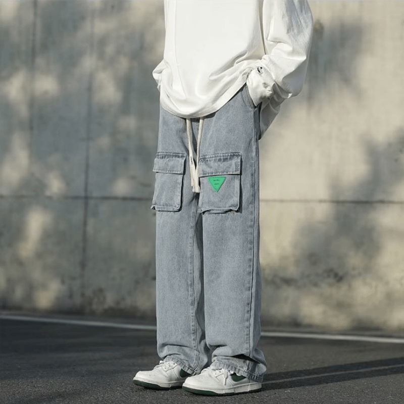 Quần Jean Dài Dáng Rộng Phong Cách Hip Hop Đường Phố Hàn Quốc Thời Trang Cho Nam size S-3XL