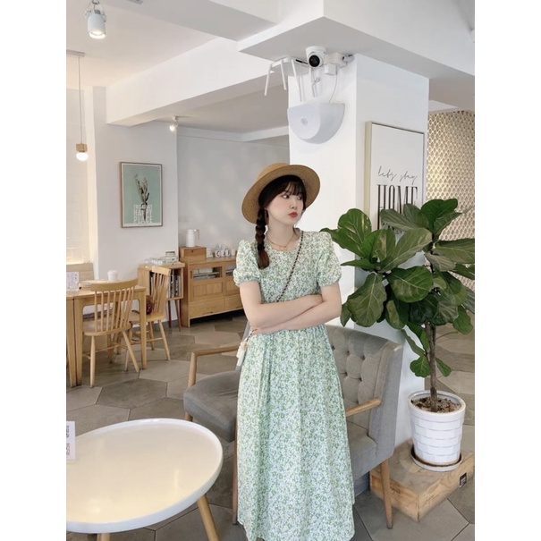 Đầm Hoa Nhí, Váy Hoa Nhí Spring Dress Tay Bồng Phong Cách Retro Ngọt Ngào Cho Nữ