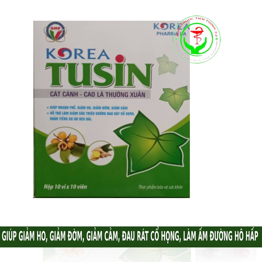 Viên uống nhuận phế, giảm ho, giảm đờm, giảm cảm, đau rát cổ họng khàn tiếng do ho kéo dài Korea Tusin - Hộp 100 viên
